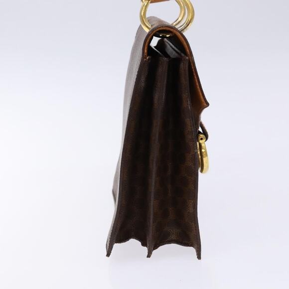 CELINE Macadam Canvas Hand Bag Pvc Leather Brown Gold - Picture 4 of 13